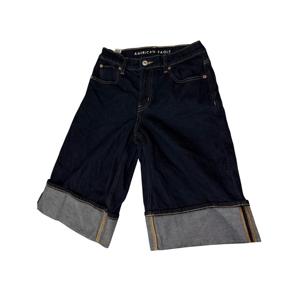 American Eagle Dark Indigo Stretch Denim Shorts - Picture 2 of 8
